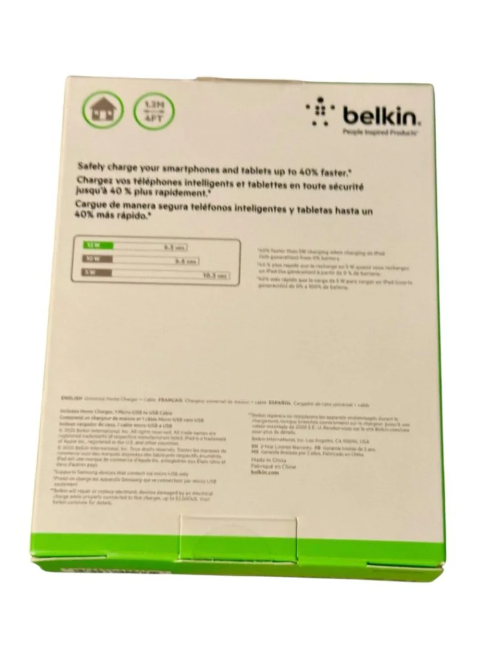 Belkin BOOST↑UP MICRO‑USB Home Charger + Cable – 12W Fast Charge – NEW